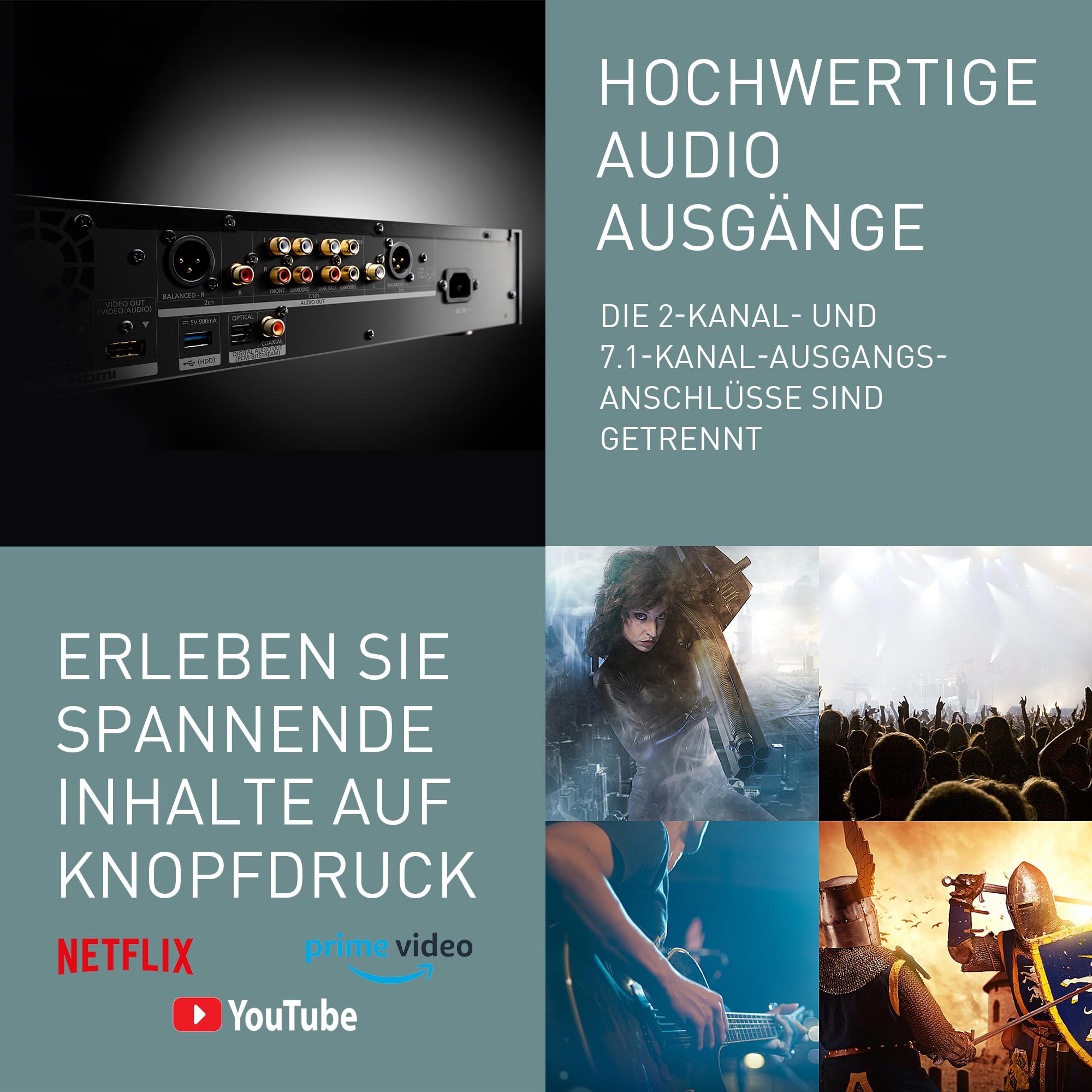 Panasonic DP-UB9004 UHD Blu-ray Player (HDR10+, 4K Blu-ray Disc, 4K VoD, Dolby Vision, 2X HDMI, 2X USB) schwarz
