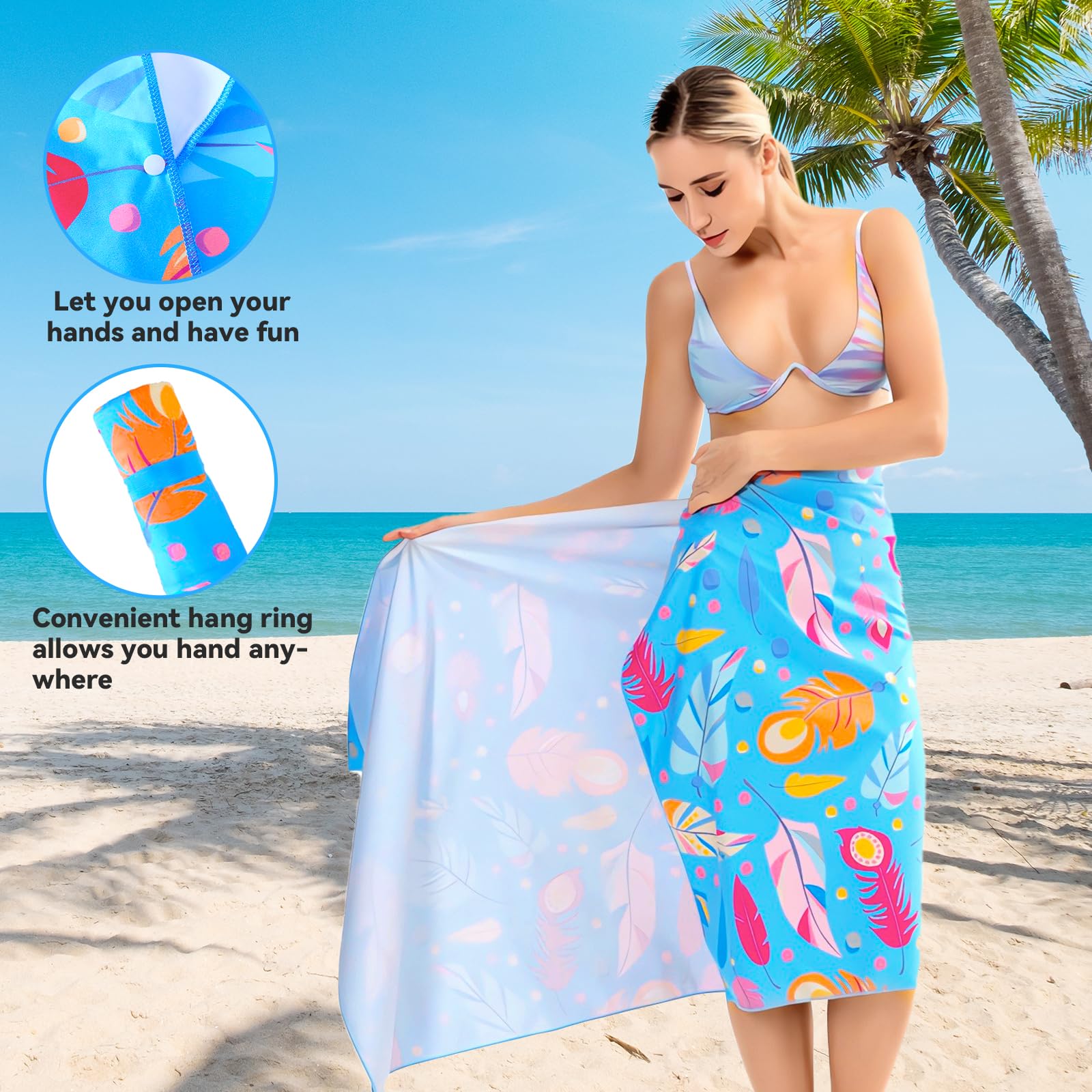 Telo Mare In Microfibra 130x80 Cm – Asciugamano Antisabbia Con Stampe Di Zampe Colorate