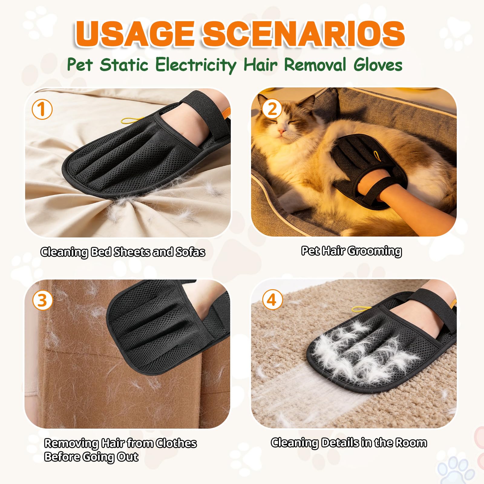 Lot de 2 gants d'épilation pour chiens et chats - Gant de toilettage double face avec adsorption électrostatique - Gant d'épilation lavable