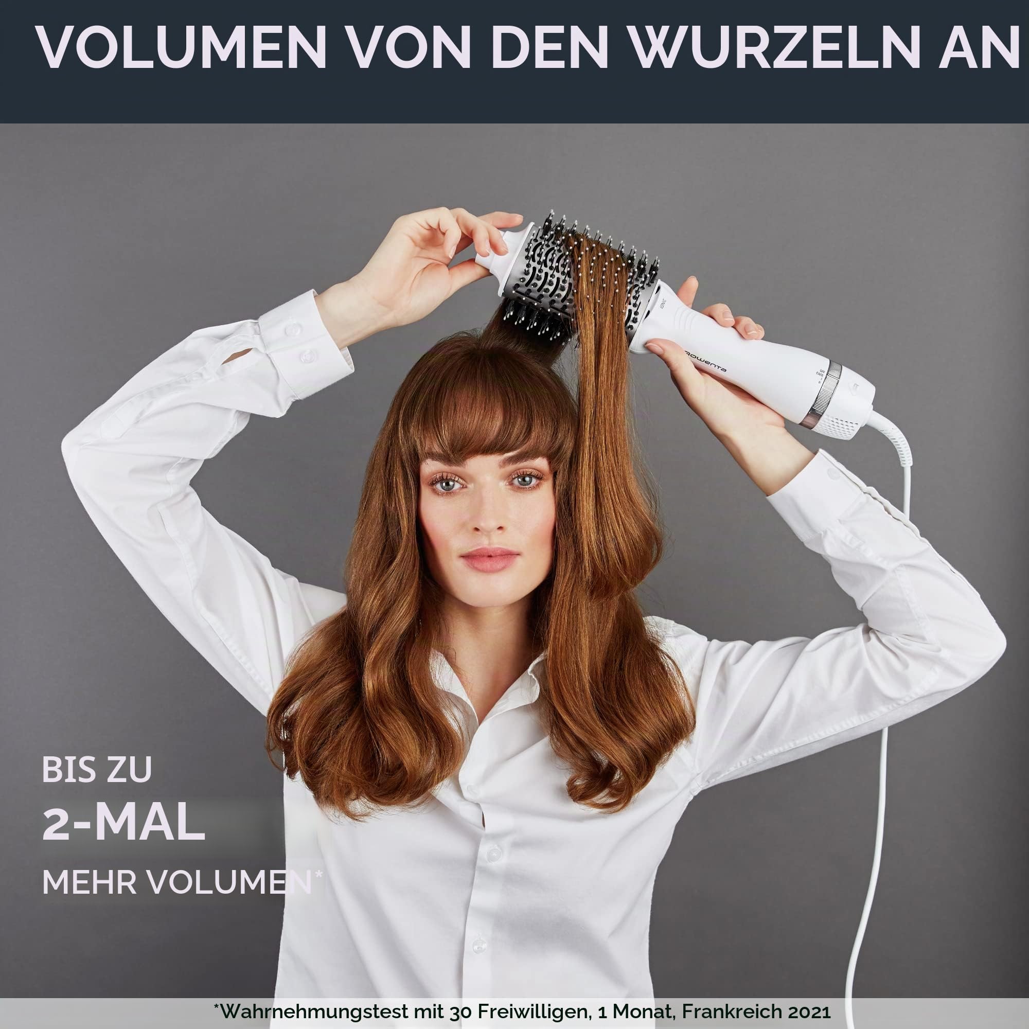 Rowenta Volumizer Heizbürste, entfernt die Wurzeln, trocknet und stylt gleichzeitig, erhöht das natürliche Volumen der Haare, ovale Bürste XL für ein hocheffizientes Styling CF6130F0