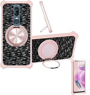 対応 Shift 6mq Shift6mq ケース Phone Case [1枚 9H+硬度強化 ガラスフィルム][360°回転式スタンド、マグネット式]CX-14-FEN