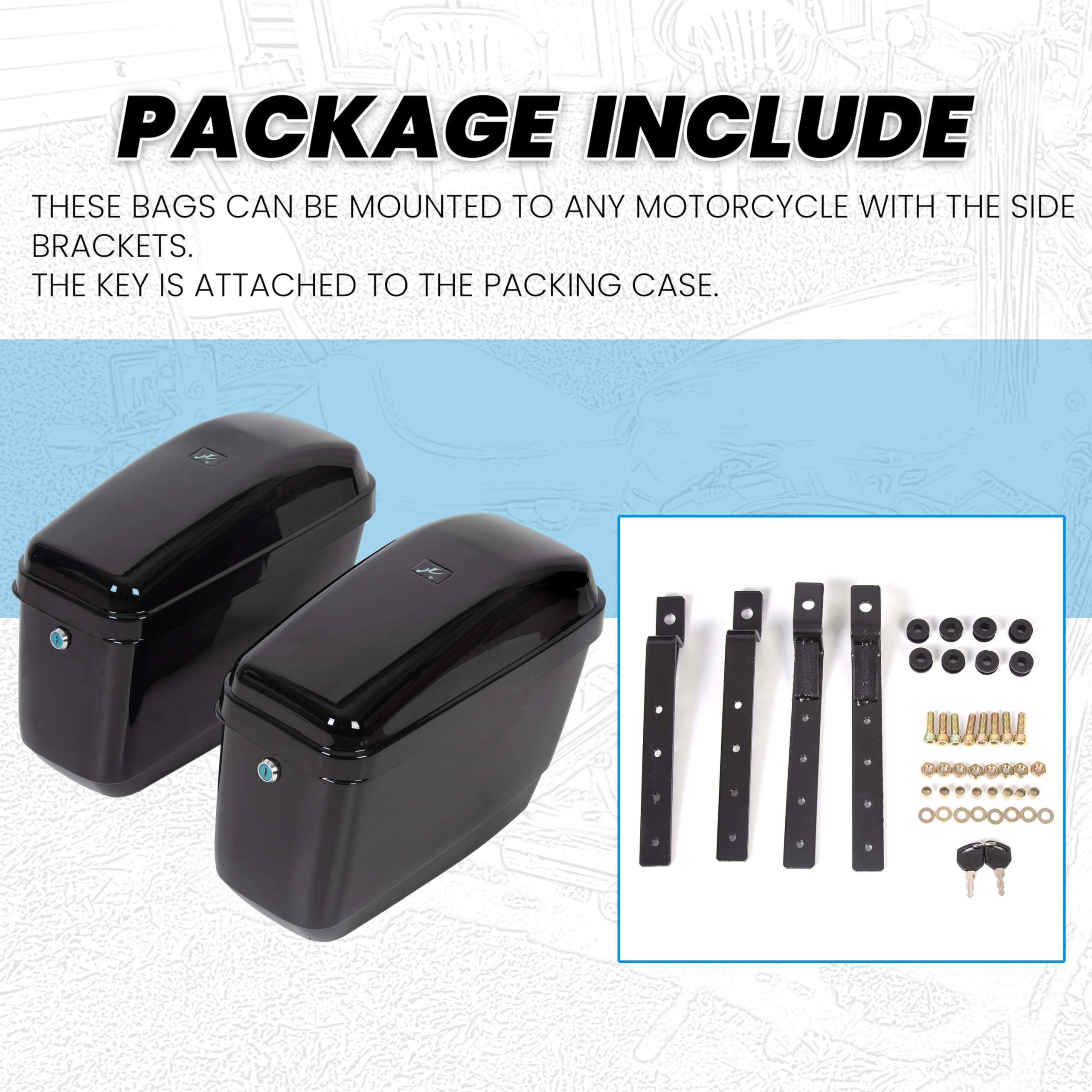 EGO BIKE Hard Motorcycle Saddle Bags Saddlebags w/Mounting Kit