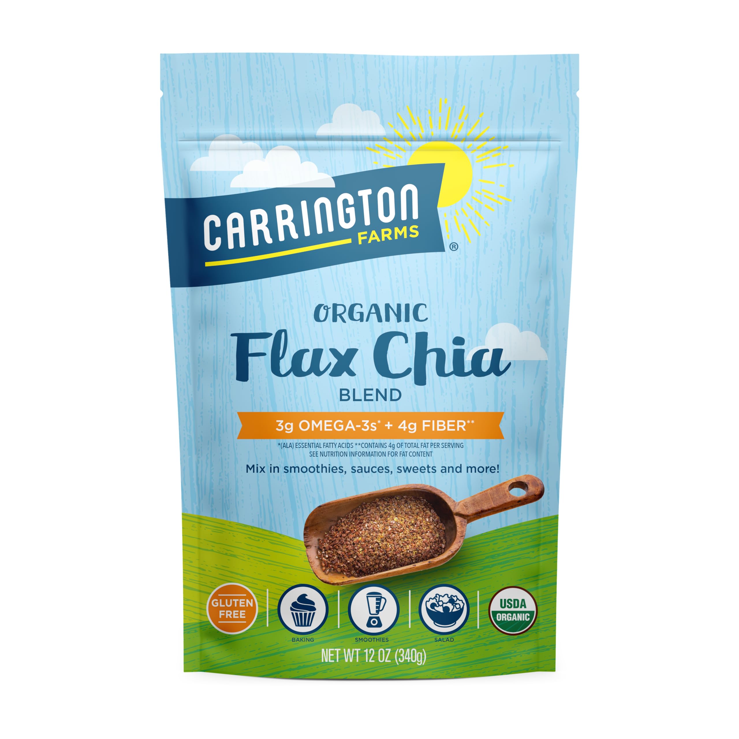 Carrington Farms Flax Chia Blend, Gluten Free, USDA Organic, 12 Ounce