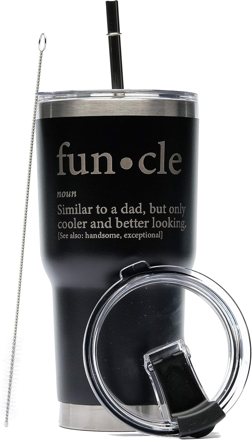 Greatness Line Funcle Uncle Gift Idea Novelty Graphic Humor Sarcastic Cool Very Funny 30 oz SS Tumbler Black Powder Coated Laser Engraved