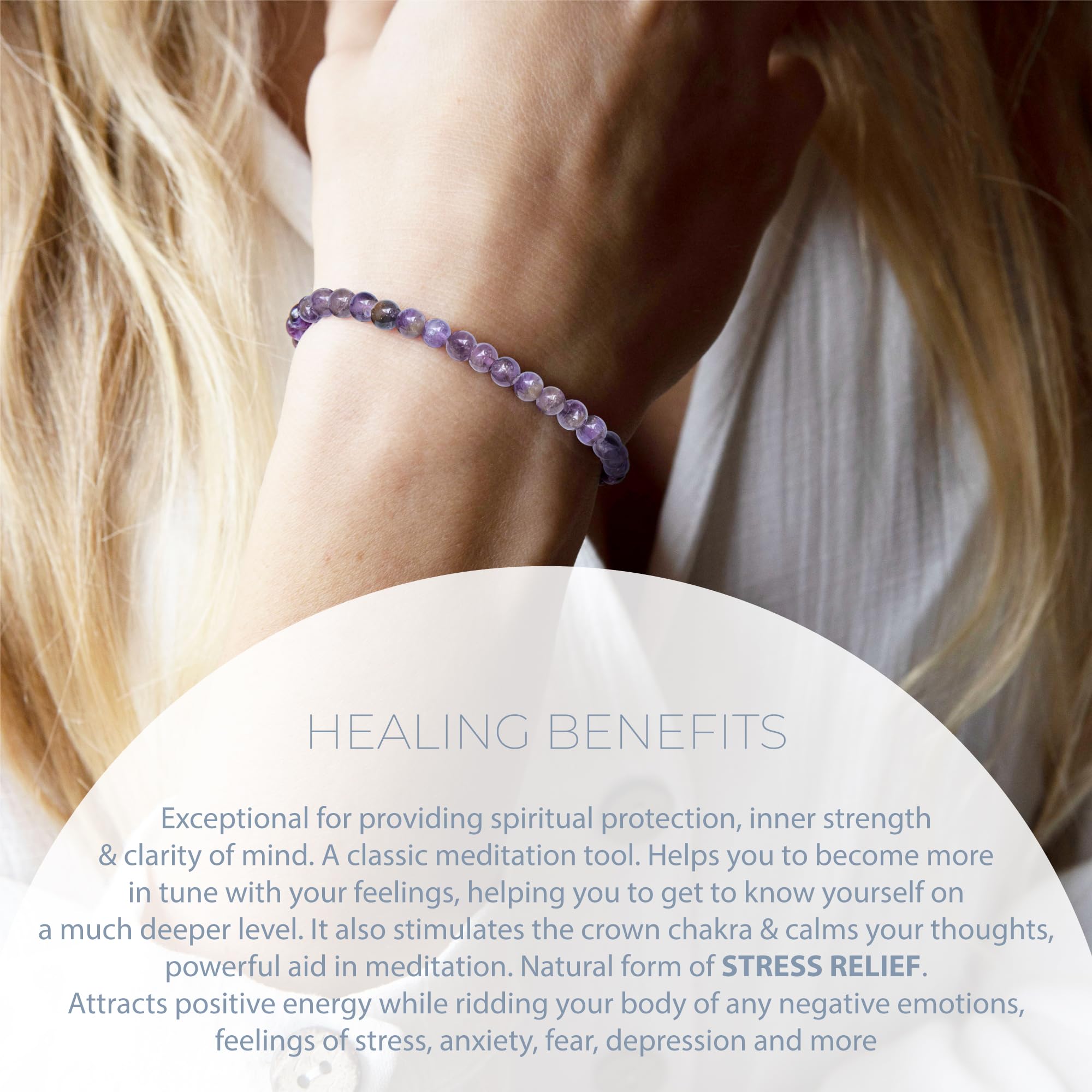 Natural Healing Gemstone Bracelet 4mm Beads, Womens & Mens, Inc Gift Box — view 2