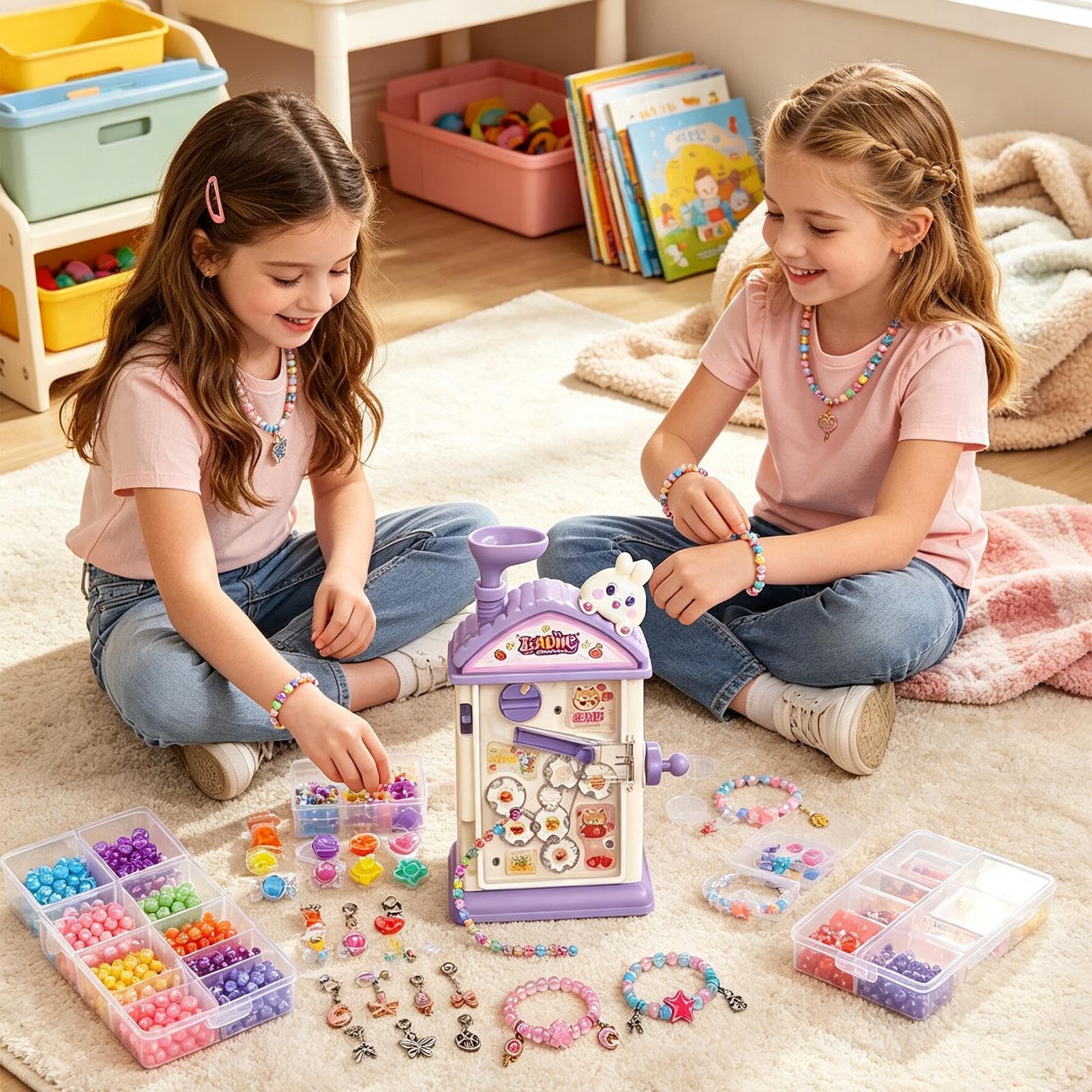 Coffret de bracelets d'amitié Jouet enfant perles colorées à manivelle