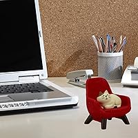 Vista 4 de Miniature Cat Figurines with Small Sofa - Resin Mini Cat Figures, Kitten Miniature Desk Accessories - Perfect Cute Cat Gift for Cat Lovers (Red Sofa)