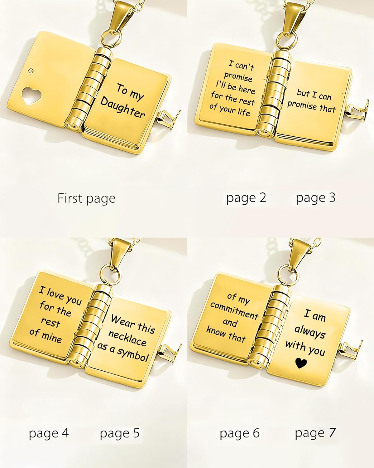 37JEWELRY 37Necklace To My Daughter Book Necklace from Mom Dad, Birthday Gifts for Daughters, Pendant Jewelry for Women