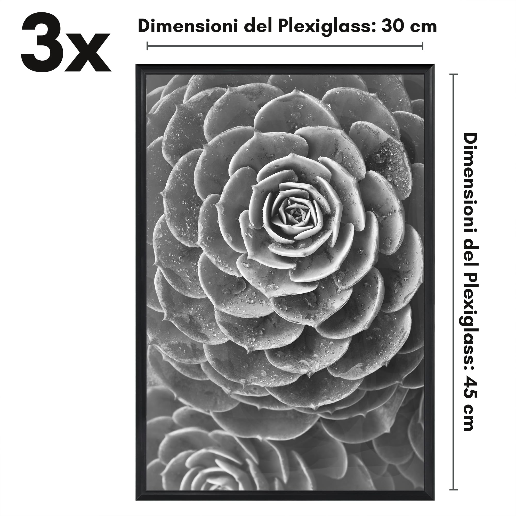 Americanflat Cornice 30x45 cm Nere - Set di 3 Cornici 45x30 cm per Foto con Bordo Sottile Nero e Pannello Protettivo in Plastica - con Ganci Integrati sul Retro per Appenderle
