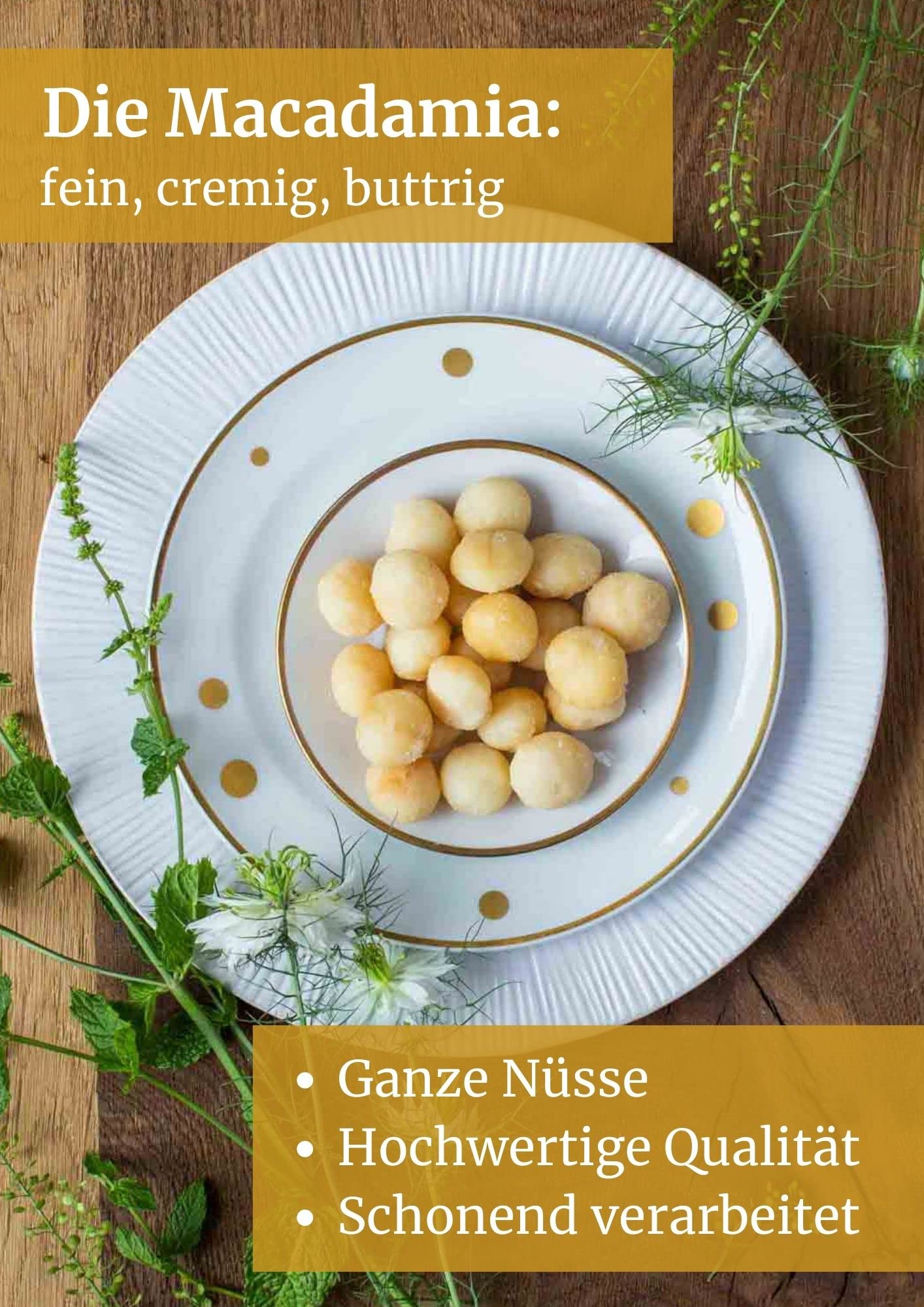 Jalall D’or Macadamia Nüsse geröstet gesalzen ganze und halbe Nusskerne 1 kg