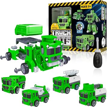 USA Toyz Truck Bots Dump Truck Robots for Kids - 4-in-1 Take Apart Toy for Boys and Girls, 21pc STEM Robot Build Construction, Vehicle Building Kit with Toy Screwdriver