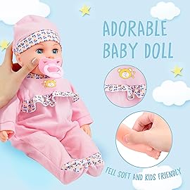 Toy Choi\'s 16 Inch Interactive Baby Doll Pink - Talking Feeding Dolls with Different Sounds and Accessories, Pretend Play Preschool Toys Gift for Toddlers 2 3 4 5+ Year Old Girls Boys