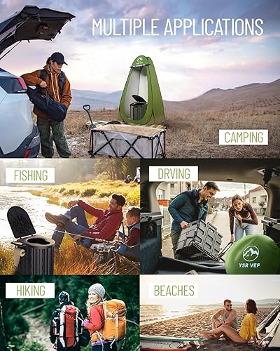 Miniatura 7 de Inodoro de camping con tienda de privacidad desplegable y gel de residuos líquidos, inodoro portátil para acampar con tienda de campaña grande,