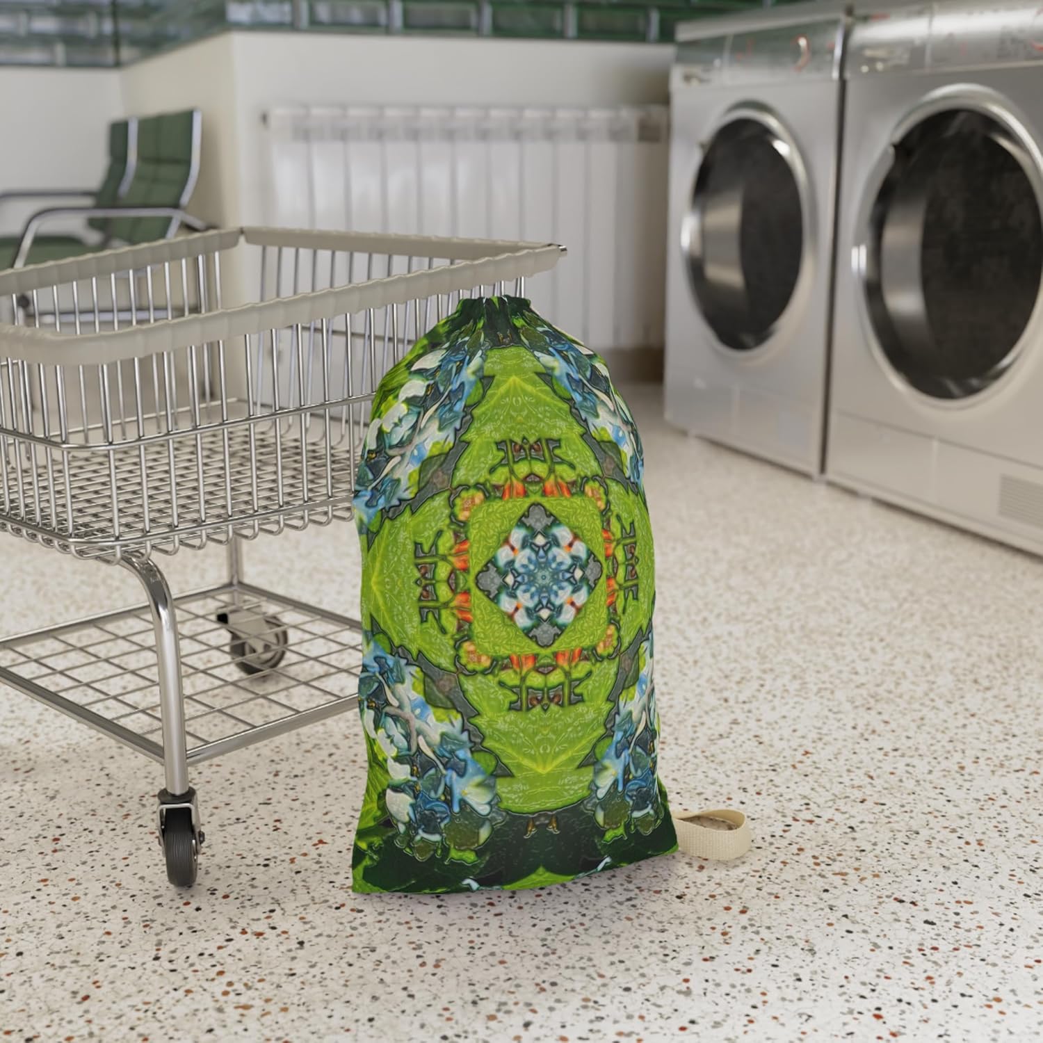 Bohemian Floral Laundry Bag Eco-Friendly Storage Stylish Hamper Travel Organizer 'Natures Crossroads' Art by Mitzisniftis