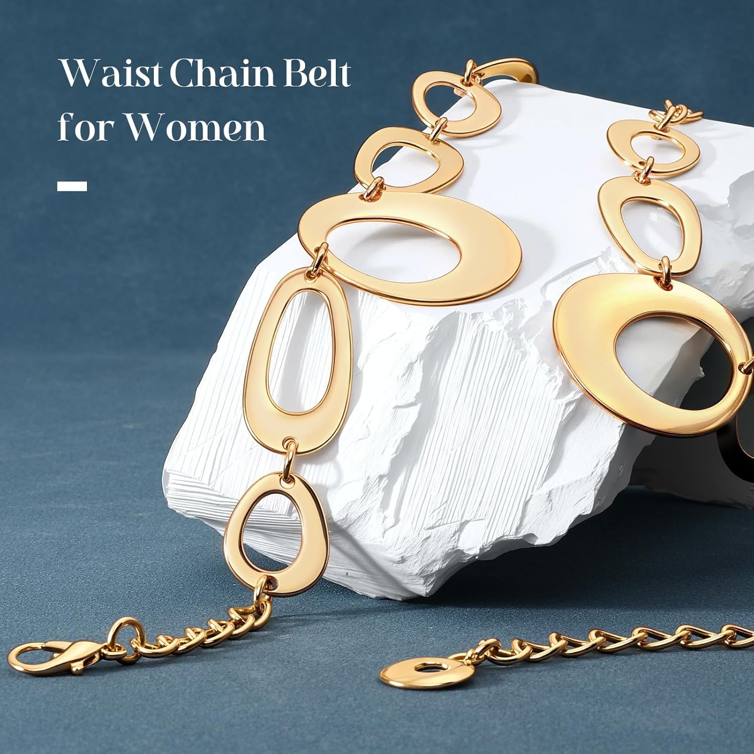 SANSTHS Chain Belts for Women Fashion Gold/Silver Chains Belt for Dresses Clunky Link Ladies Belt - Image 2