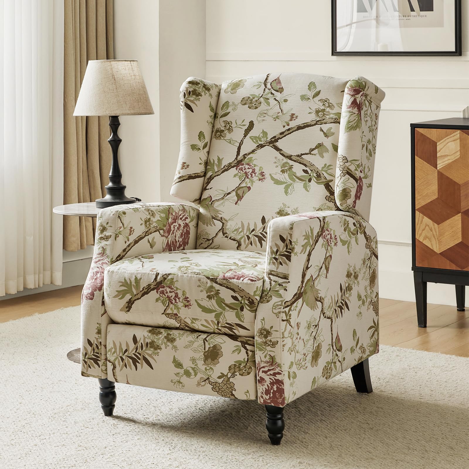 HULALA HOME Accent Armchair with Print Floral Pattern