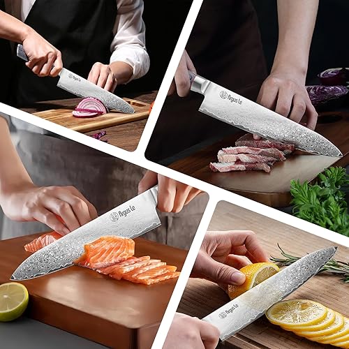Miniatura 6 de Argus Le Cuchillo de chef de Damasco de 8 pulgadas, acero inoxidable, estilo japonés, cuchillo de cocina VG-10, cuchillos de chef de cocina afilados