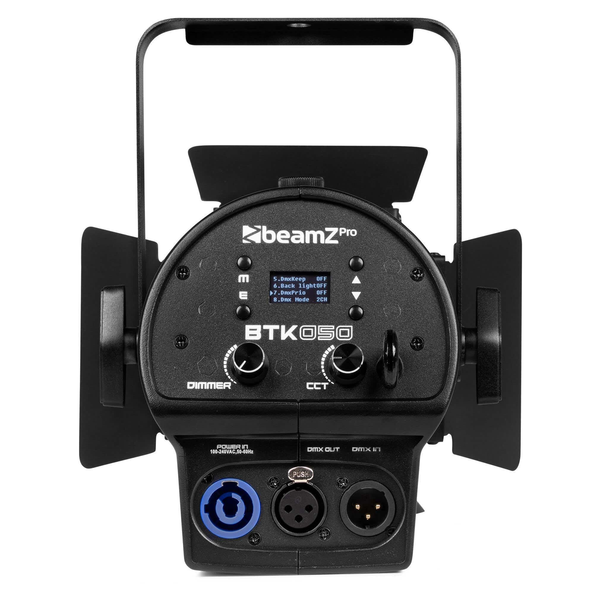 BeamZ Professional BTK050Z-3 Projecteur Fresnel LED 2x50W CW/WW - Zoom manuel, DMX XLR 3 broches, Idéal théâtre, studio, scènes, captation vidéo, éclairage d'accent