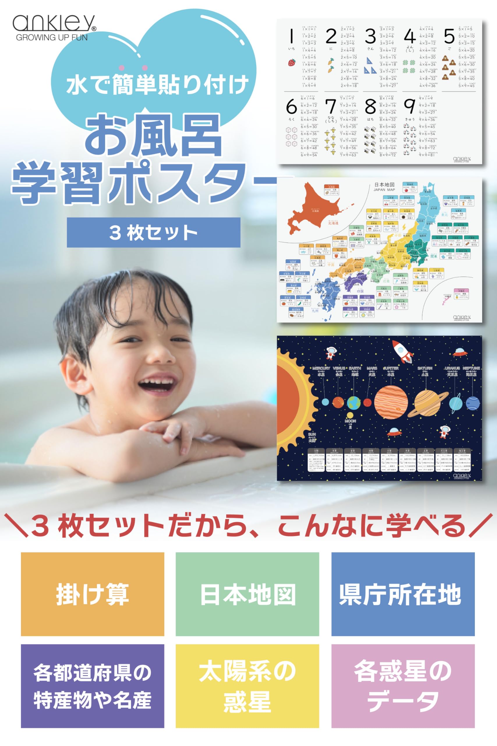 Amazon.co.jp: 【お風呂の学習ポスター】ankley(アンクレー) お