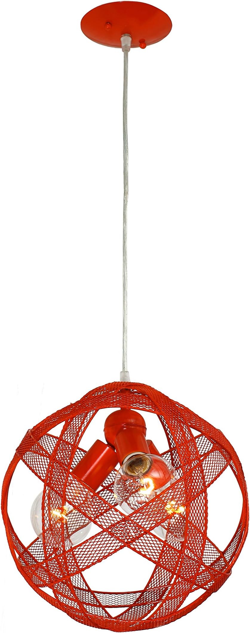 Varaluz at-Mesh-Sphere 3-Light Pendant - Radioactive Tangerine Finish