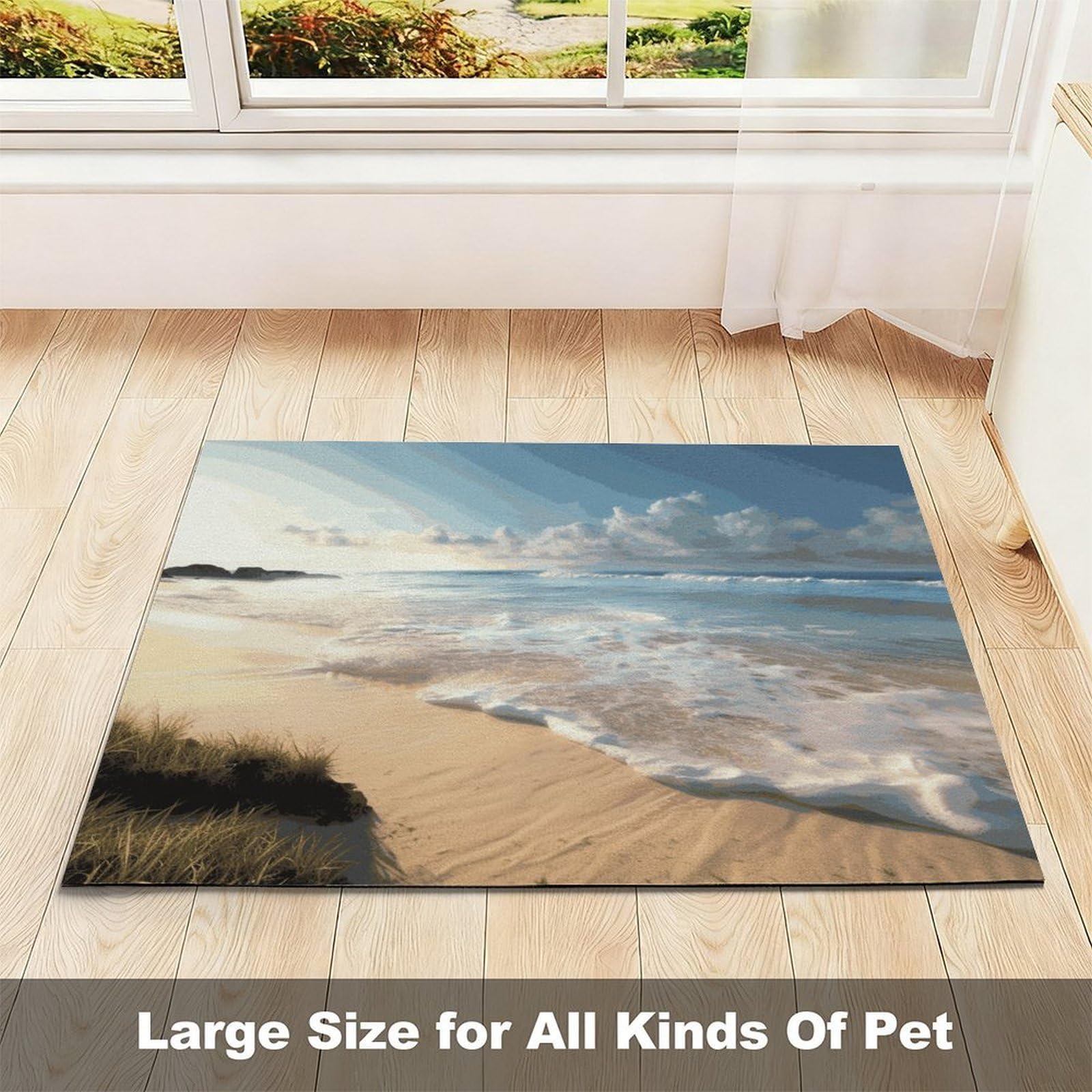 Serene Coastal Tapis de nourriture pour chat – Tapis d'alimentation antidérapant pour chien facile à nettoyer pour la nourriture et l'eau, tapis de gamelle pour chien et chat, 61 x 81,3 cm