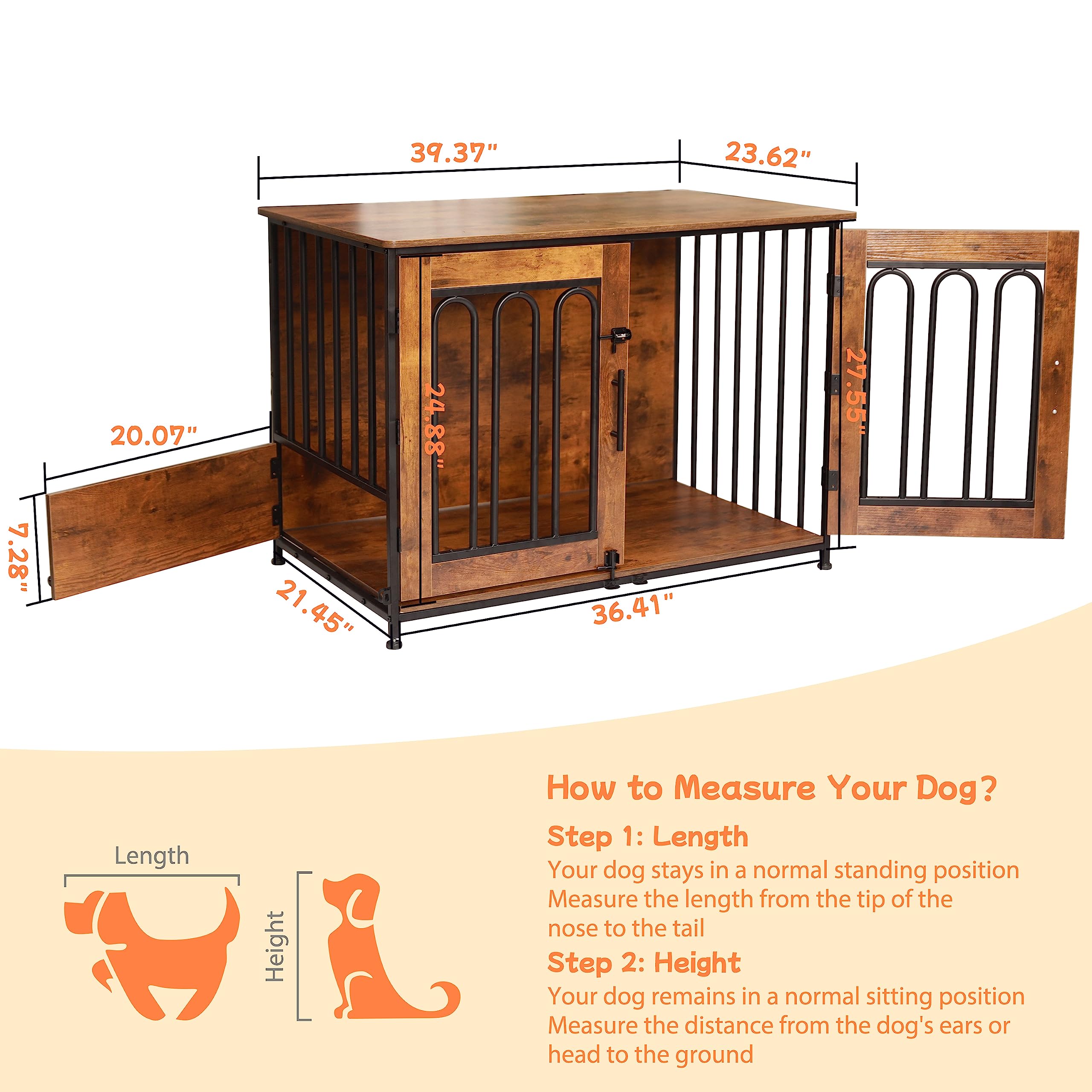 SDHYL Corner Dog Crate Furniture With Drawer, Wooden Dog