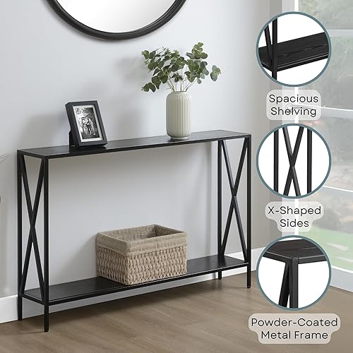 Miniatura 21 de Convenience Concepts Tucson - Mesa de consola, color negro/cereza. Cereza/Negro,Barnwood / Negro,Roble Inglés/Negro,Negro,Gris/Negro,Espresso /