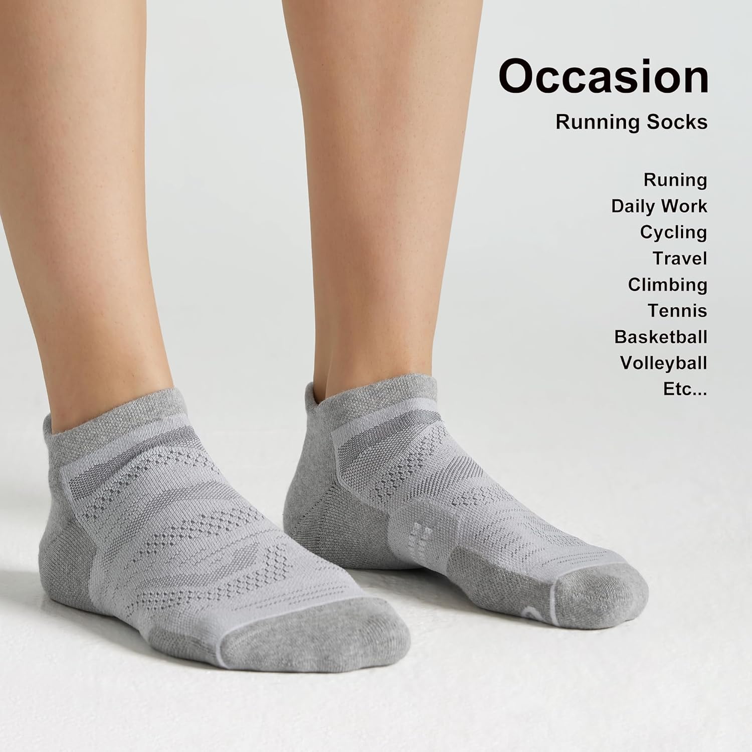 CS CELERSPORT 6 Pack Men's Running Ankle Socks with Cushion, Low Cut Athletic Sport Tab Socks - Image 6