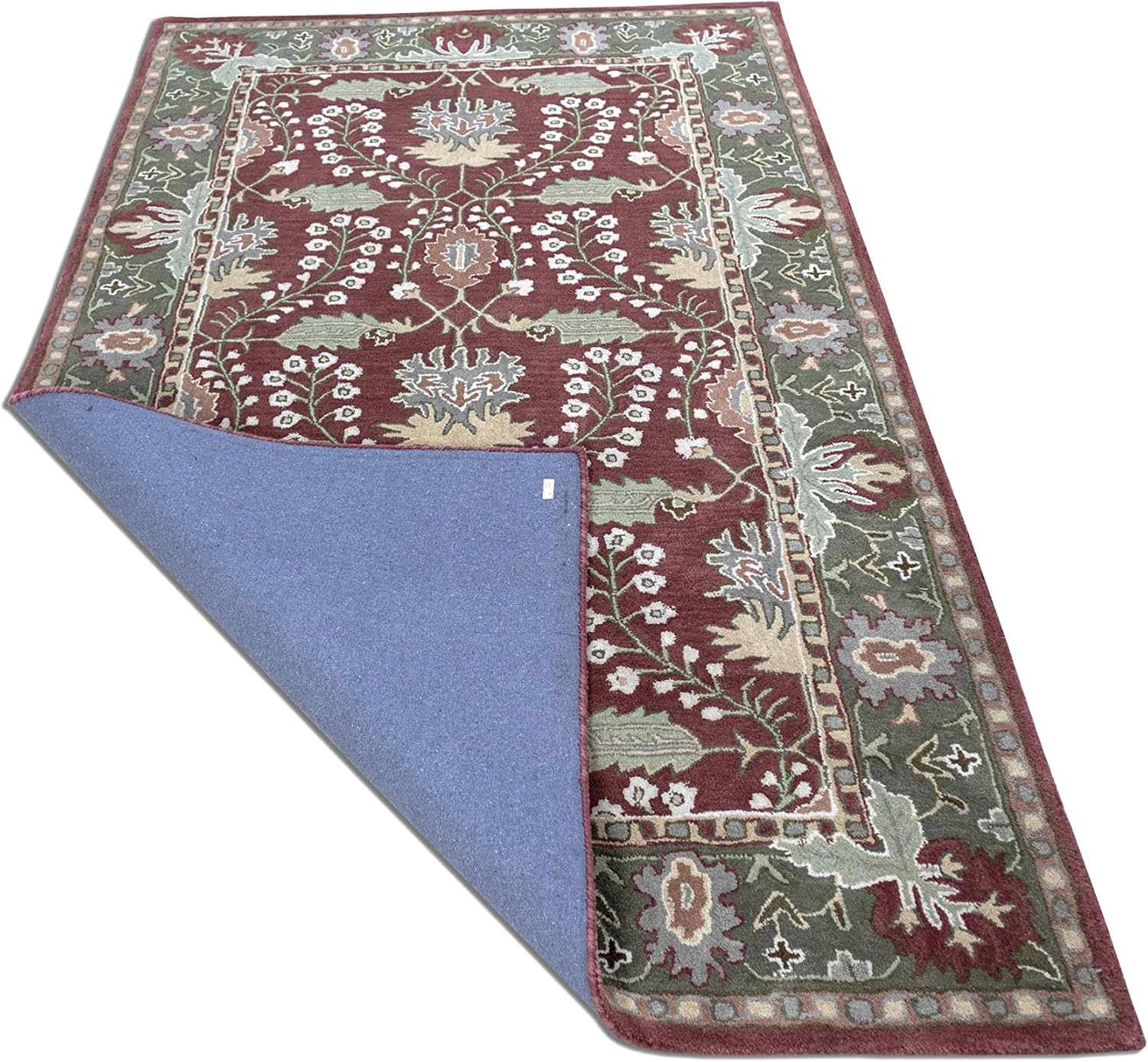 Wool Area Rug Traditional Maroon Red Hand Tufted Woolen Oriental 5x8 PB Frank Thick & Durable Carpet for Living Room, Bedroom PB Rug (5 feet x 8 feet)