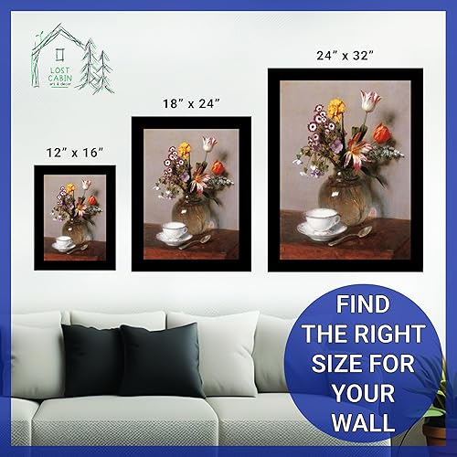 Miniatura 6 de Jarrón de flores de cabaña perdida con una taza de café de Henri Fantin Latour Impresión en marco biselado negro  Reproducción de pintura de obras