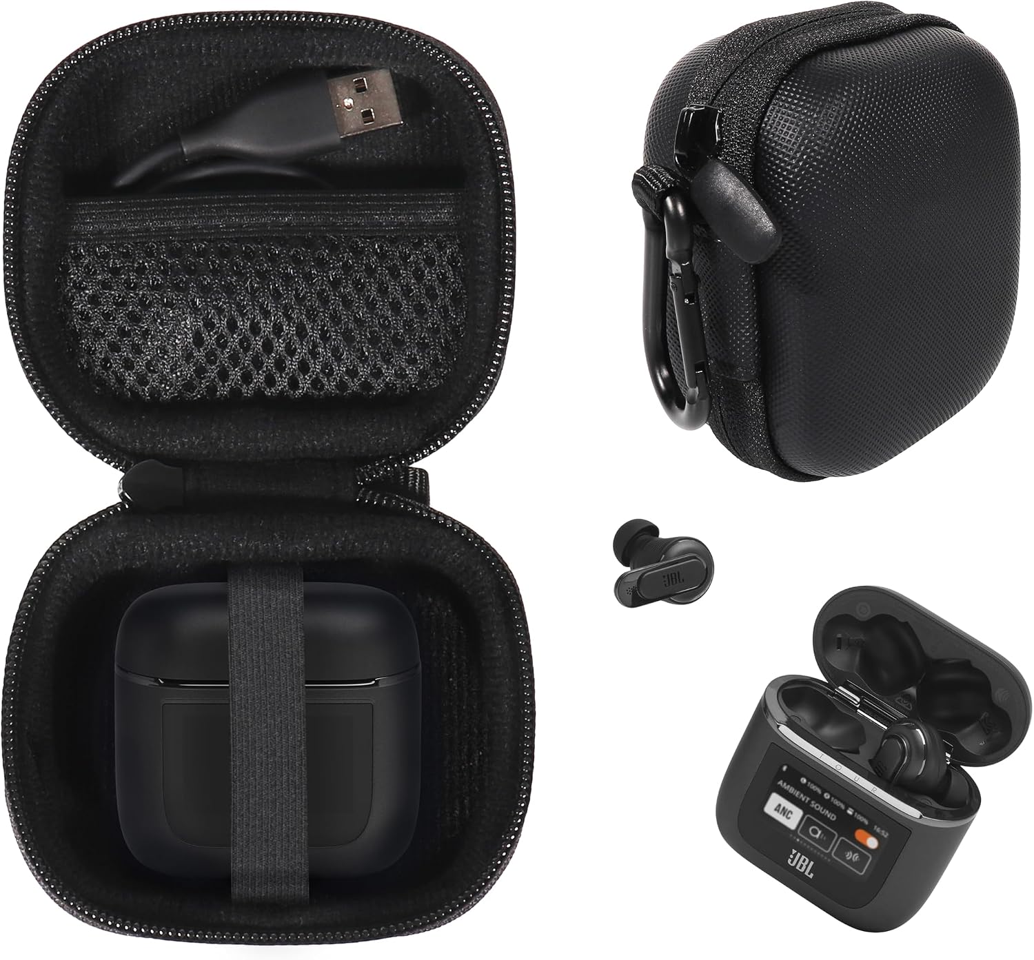 Case for JBL Tour Pro 2 True Wireless Noise Cancelling Earbuds (Black)