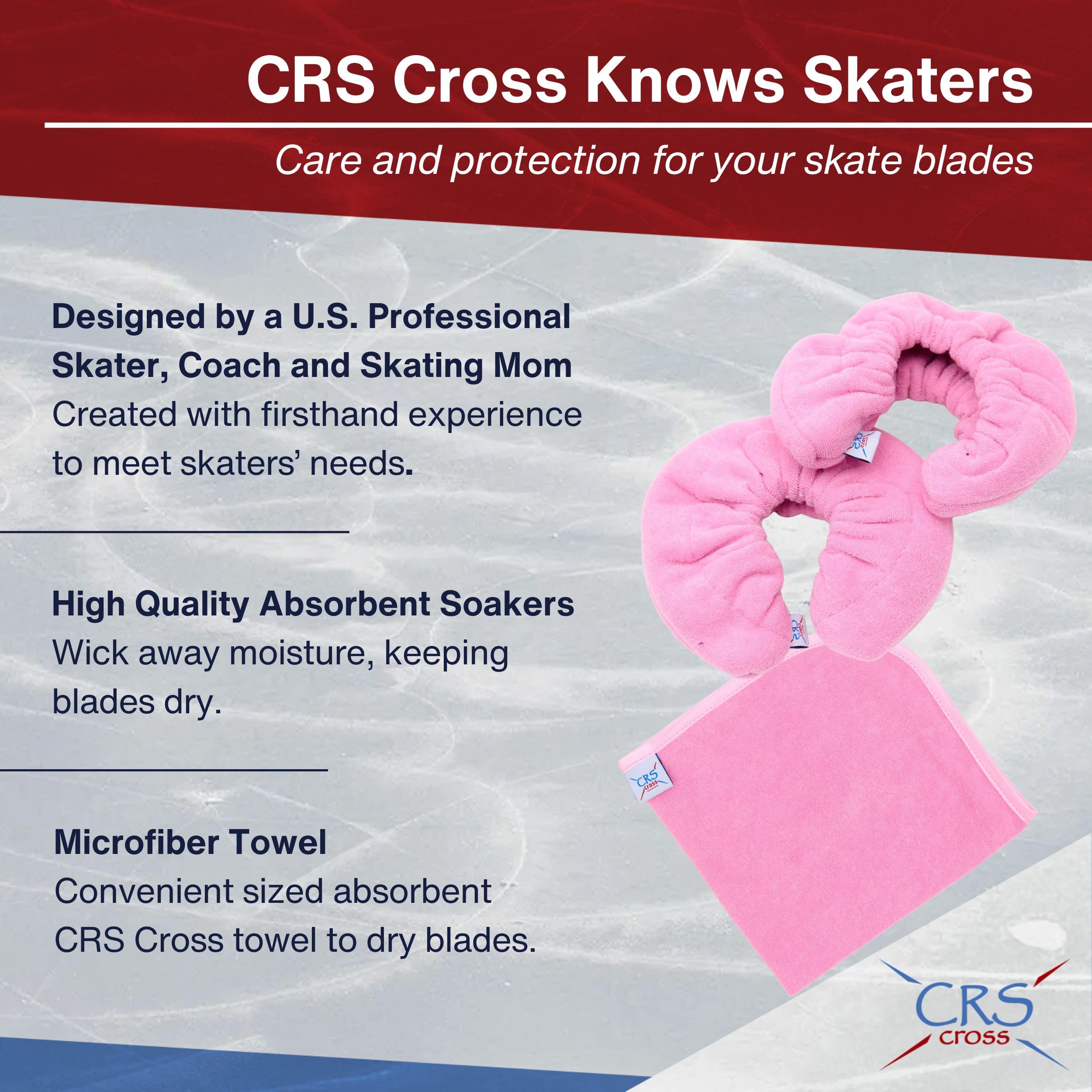 CRS Cross Juego de protectores de patinaje sobre hielo, remojo y toalla, diseño de una pieza con cubiertas suaves de hoja de patinaje y toalla (par de protectores ajustables, no requiere montaje)