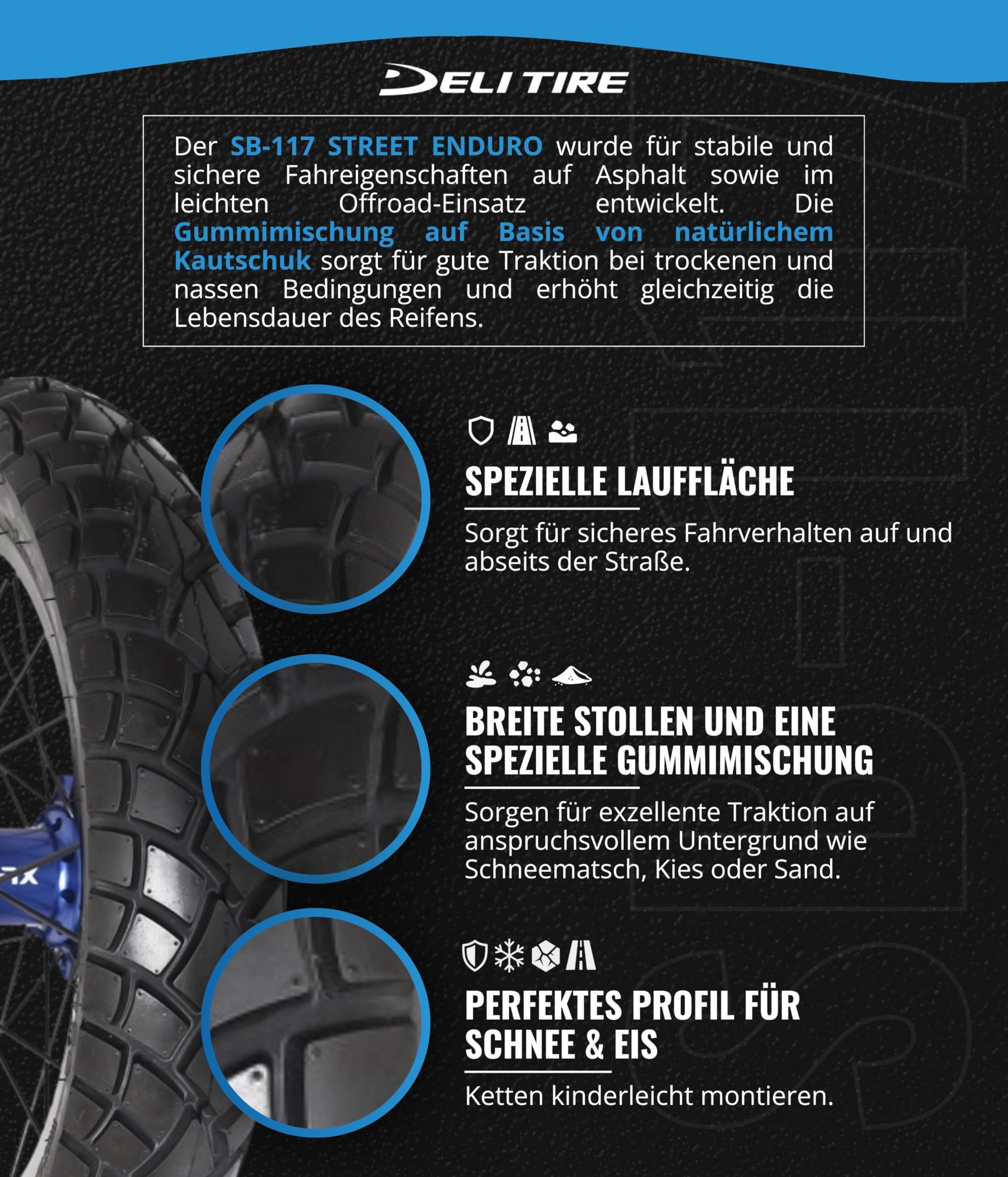 deli Pneu Street Enduro SB-117 140/70-17 TL pour toute l'année