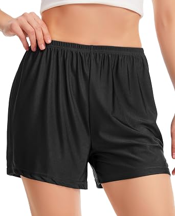 Vlazom Womens Satin Half Slip Shorts for Under Dresses Pettipants for Women Culottes Slip Shorts with Side Split S-3XL