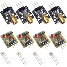 4 Sets DC 5V KY-008 650nm Copper Head Laser Sensor Transmitter Module + Non-Modulator Tube Laser Receiver Detection Module Compatible with Arduino