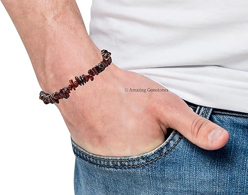 Miniatura 7 de Unpolished Amber Bracelet for Women Men's Gifts - Protection Healing Crystal Chips Bracelet - Gemstone Amber Beads Adjustable Bracelet Pulseras Para