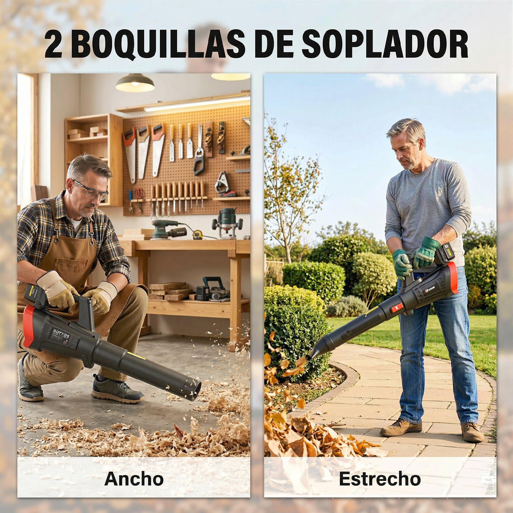Outsunny Soplador de Hojas sin Cable 18V con 2 Baterías 4.0Ah y Cargador | Motor Sin Escobillas 600W, 3 Velocidades, Correa Hombro, 149 km/h, Soplador Batería Ligero para Hojas, Nieve y Residuos