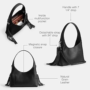 【COACHブティック】ブルックリンショルダー 23 ウィズフリンジ Coach Brooklyn Shoulder Bag 23 with Fringe, LH/Black