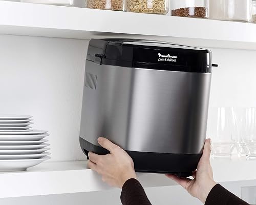 Moulinex Pain et Delices Machine à pain 1Kg 720W 20 programmes automatiques Programme sans gluten Programme yaourt Pain maison Pizza Pâte Confiture Porridge Yaourt Fromage frais Noir Inox OW240E30 - 8
