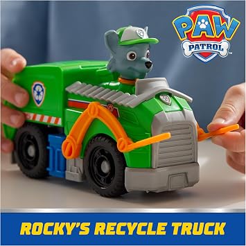 Paw Patrol, Rockys Recycle Truck, Toy Vehicle with Collectible Action Figure, Sustainably Minded Kids Toys for Boys & Girls Ages 3 and Up