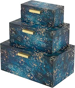 Amazon.com: Benjara Set of 3 Decorative Rectangular Storage Boxes ...