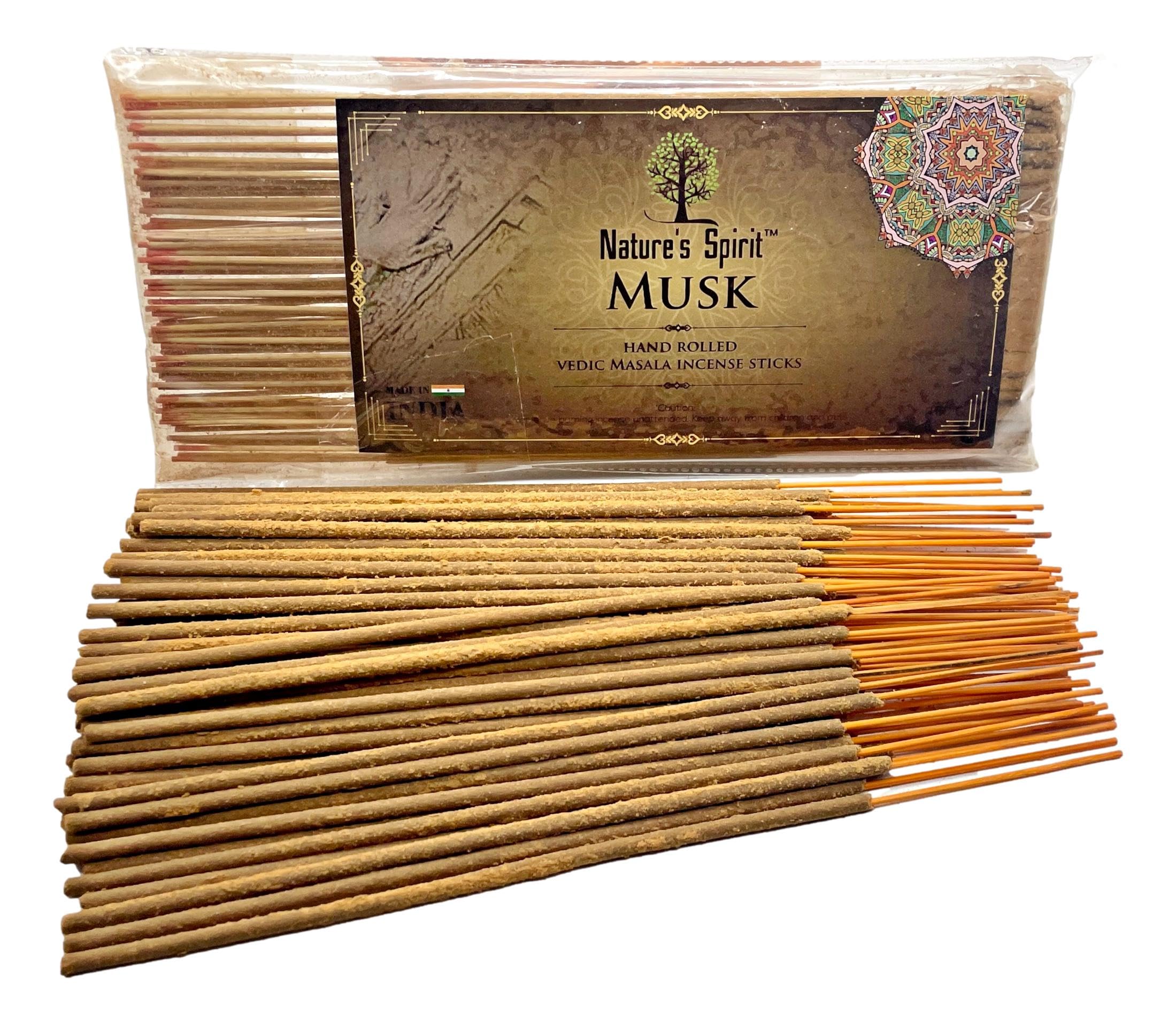 Vedic Masala Hand Rolled Incense Sticks 100g Pack Traditional Indian Joss Sticks Long Burning Natural Aromatherapy Incense for Meditation Yoga Relaxation Spiritual (Musk)