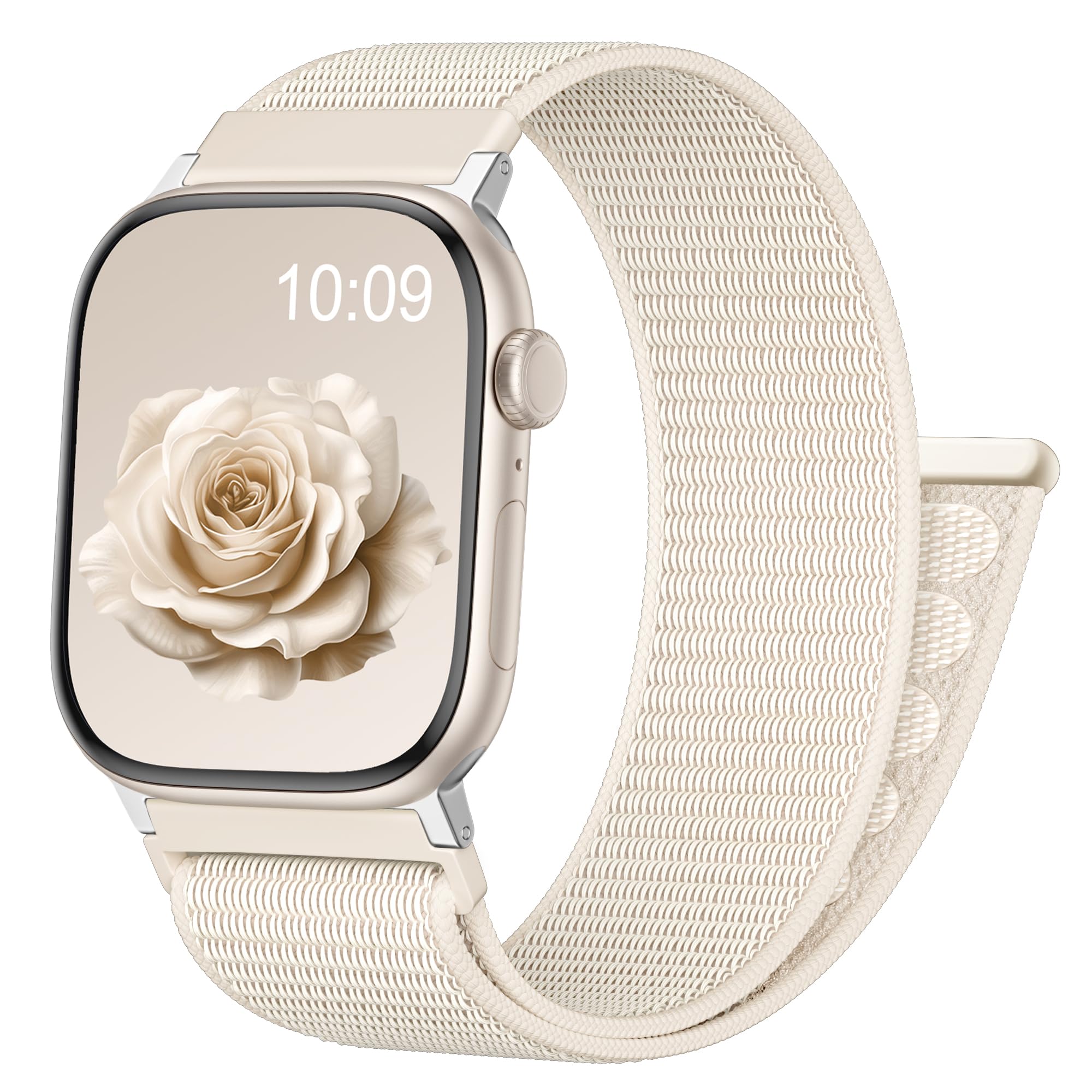 Photo 1 of Zedoli Nylon Sport Loop Band Compatible with Apple Watch Band 40mm 42mm 41mm 38mm Women Men, Cute Soft Stretchy Braided Elastic Strap for iWatch Series 11 10 9 8 7 6 5 4 3 2 1 SE, Starlight