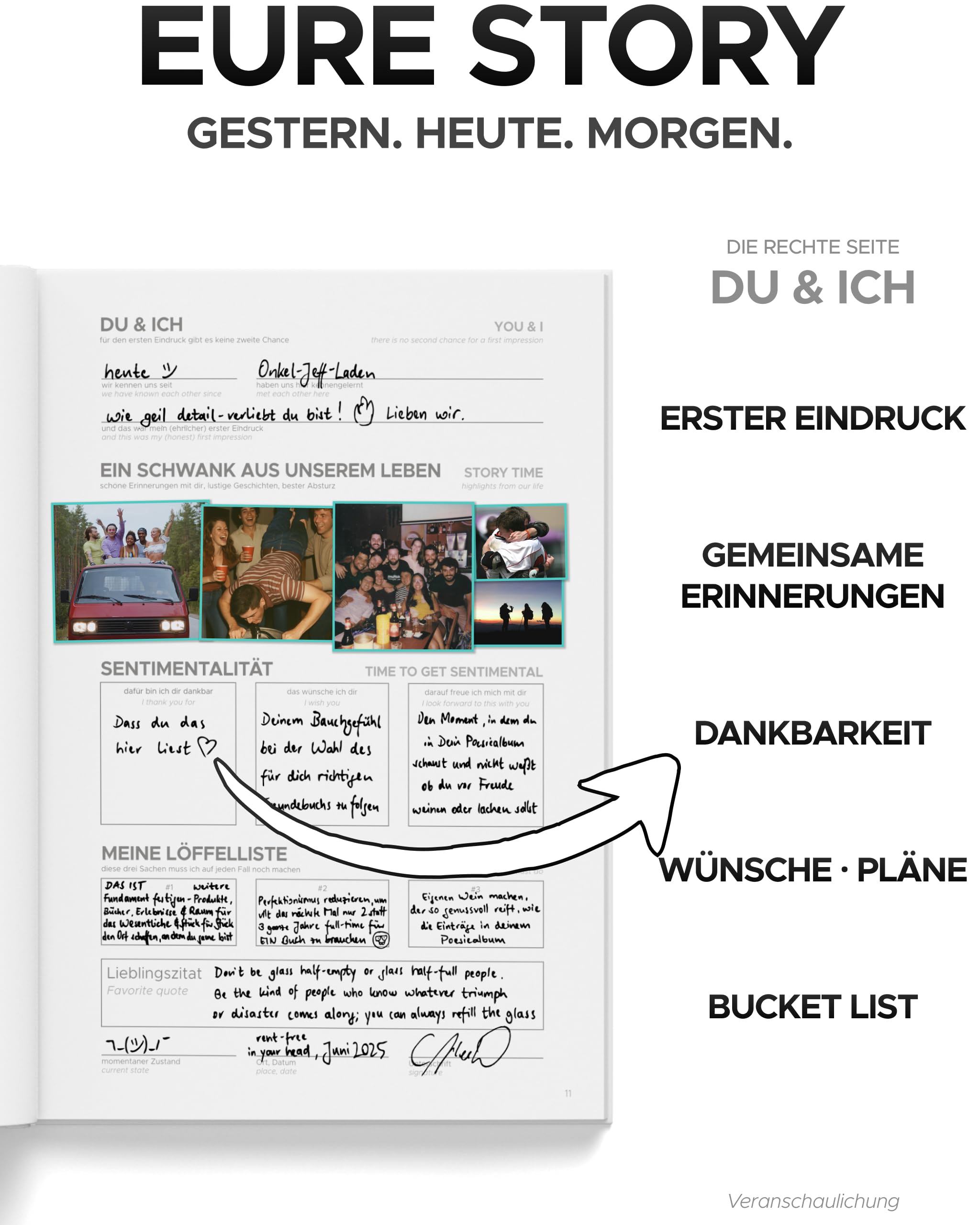 Freundebuch für Erwachsene (Deluxe) Poesiealbum der Freundschaft · A4, Deutsch & Englisch, 35 Freunde · Abschiedsbuch Kollegen · Gästebuch Geburtstag · Geschenk zur Hochzeit · DAS IST Verlag
