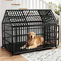 Vista 9 de Jaula resistente para perros de 64 pulgadas, indestructible, a prueba de fugas, para perros de ansiedad alta, extra XL, de gran tamaño, para razas