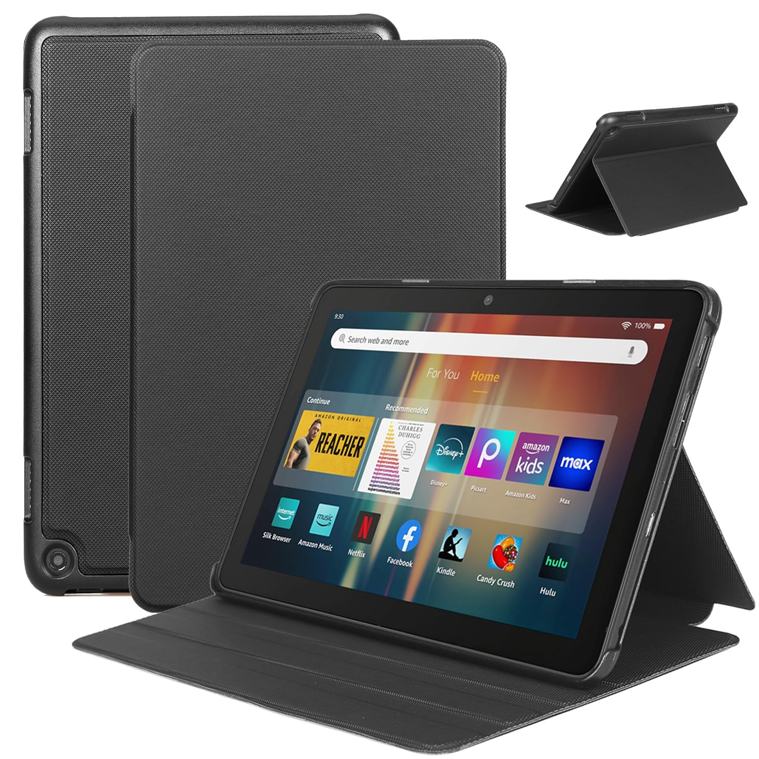 Amazon Fire HD 8 Tablet Hülle.Fire HD 8 Case,(12./10. Gen, 2024/2022/2020 Release) Faltbarer Vorderseite aus Leder und Weich TPU Rückseite für Fire HD 8/Plus/Kids/Kids Pro Tablet, Auto Wake/Sleep.