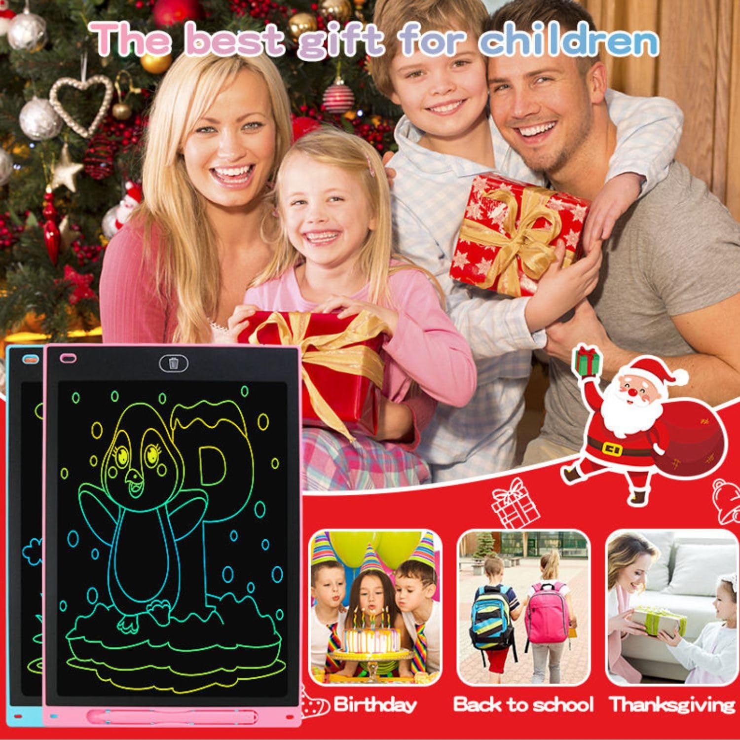 LCD Writing Tablet Slate for Kids 8.5 Inch – Digital Drawing Pad with Stylus,Pen, Rewritable Screen, Educational Doodle Board for Boys and Girls Age 3-10, Portable Learning Toy 4