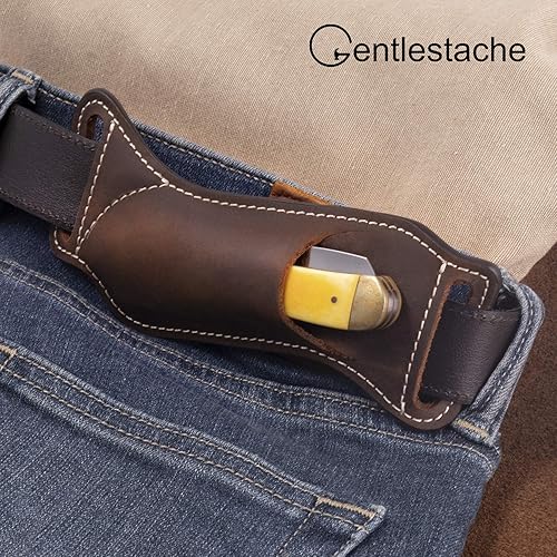 Miniatura 2 de Gentlestache Fundas de cuero para cinturón, funda de cuchillo, funda de cuchillo de bolsillo, funda de cuero EDC para portacuchillos plegable
