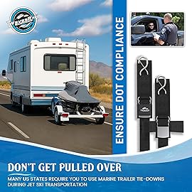 WavesRx Stainless Steel Boat & Jet Ski Transom Tie Down Straps - 2 x 24 (4PK) - Heavy Duty Trailer Tie Downs with Quick Release Buckles - 1,200 lbs MBS - Marine-Grade PWC & Boat Trailer Accessories