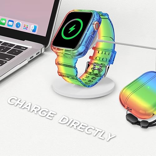 Miniatura 5 de DABAOZA Compatible con correa transparente para Apple Watch con funda protectora de 1.929 in 1.811 in 1.772 in 1.732 in 1.654 in 1.614 in 1.575 in